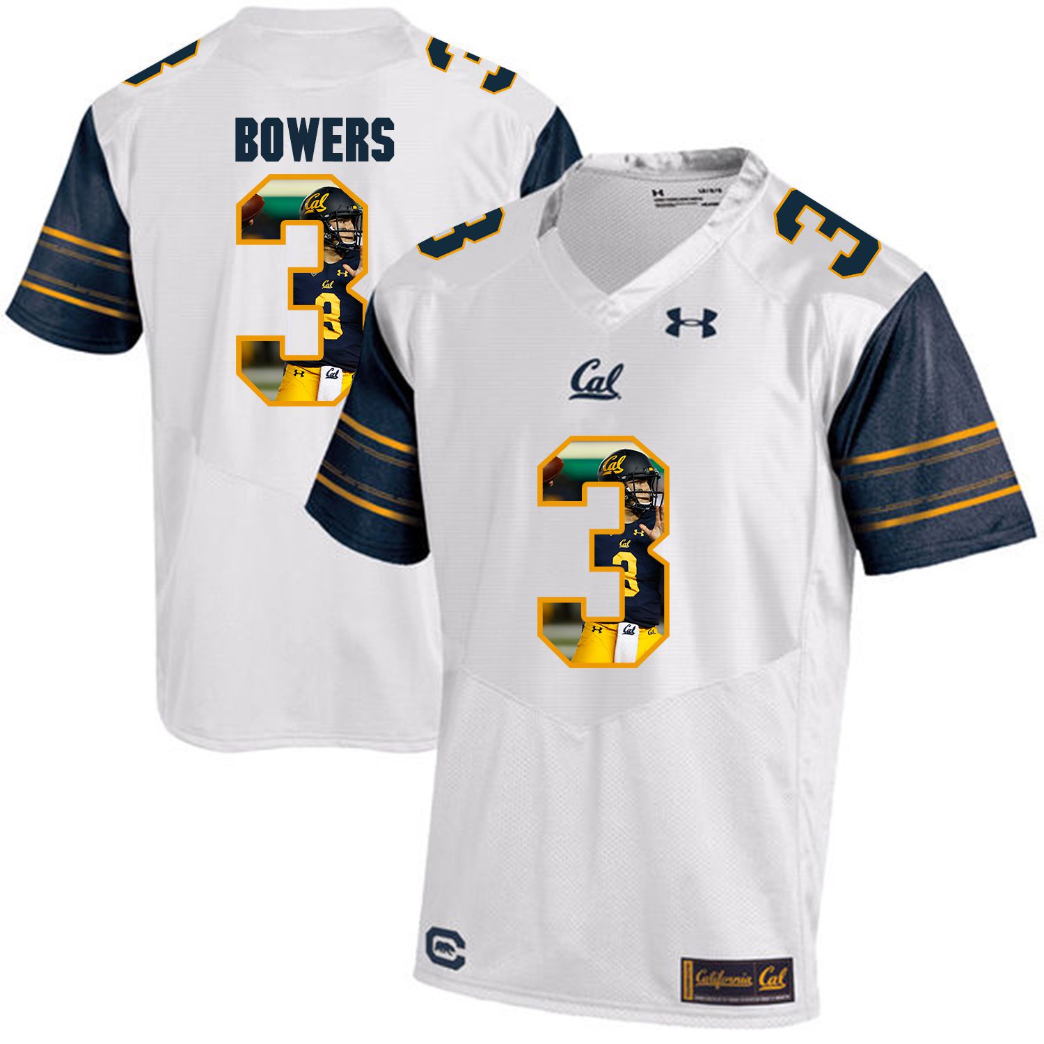 Men California Golden Bears #3 Ross Bowers White Customized NCAA Jerseys1